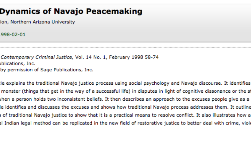 The Dynamics of Navajo Peacemaking The Dynamics of Navajo Peacemaking