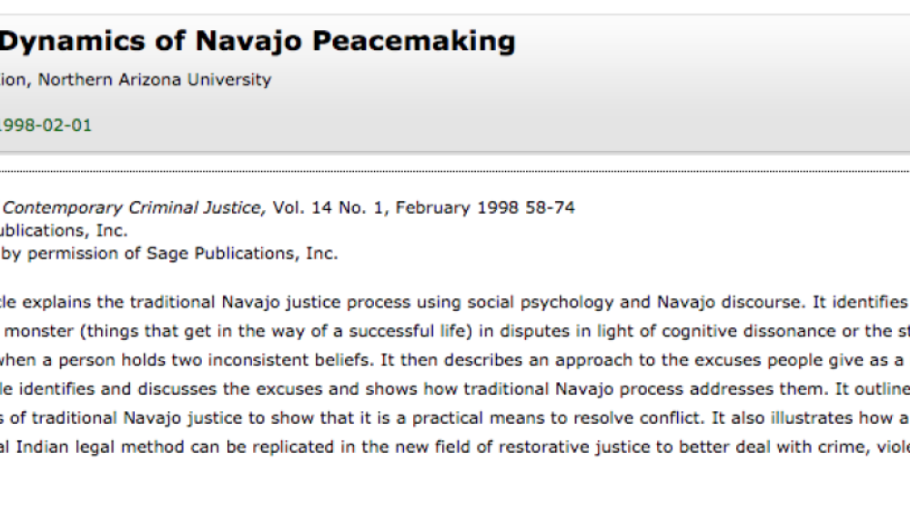 The Dynamics of Navajo Peacemaking