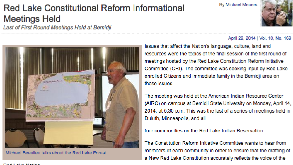 Red Lake Constitutional Reform Informational Meetings Held Red Lake Constitutional Reform Informational Meetings Held