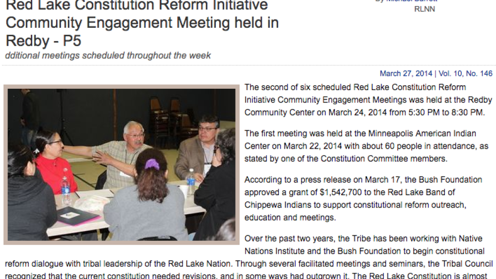 Red Lake Constitution Reform Initiative Community Engagement Meeting held in Redby Red Lake Constitution Reform Initiative Community Engagement Meeting held in Redby