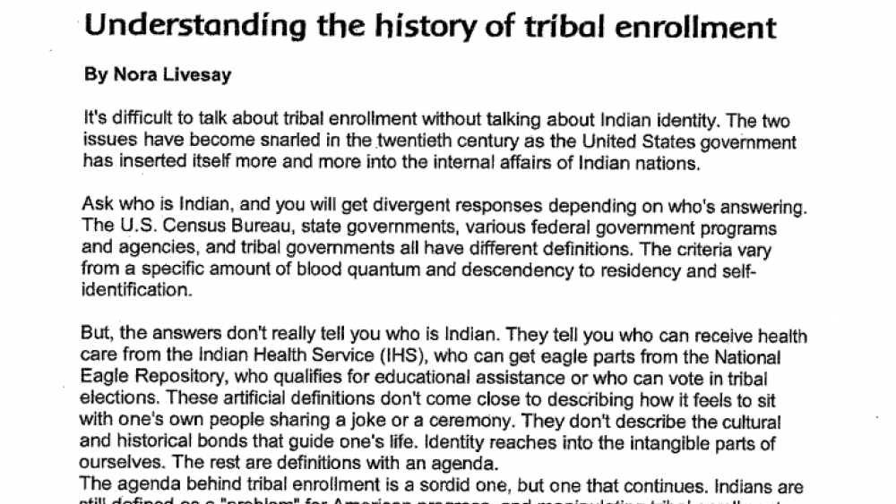 Understanding the history of tribal enrollment