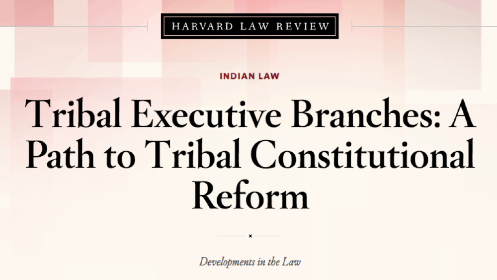Tribal Executive Branches: A Path to Tribal Constitutional Reform Tribal Executive Branches: A Path to Tribal Constitutional Reform