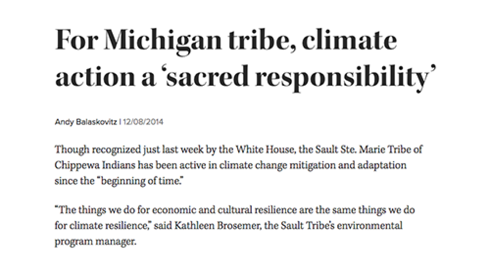 For Michigan tribe, climate action a â€˜sacred responsibilityâ€™