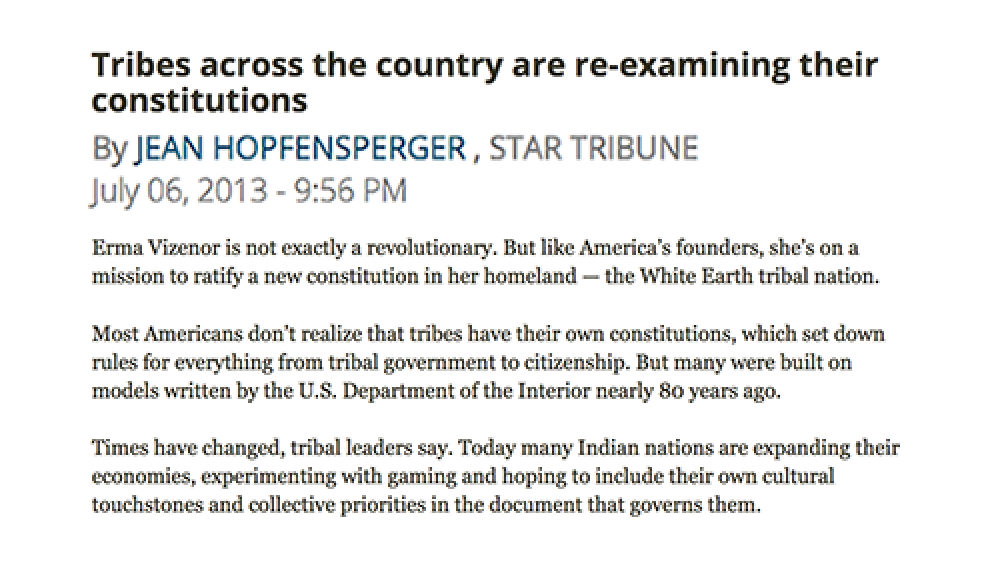 Tribes across the country are re-examining their constitutions