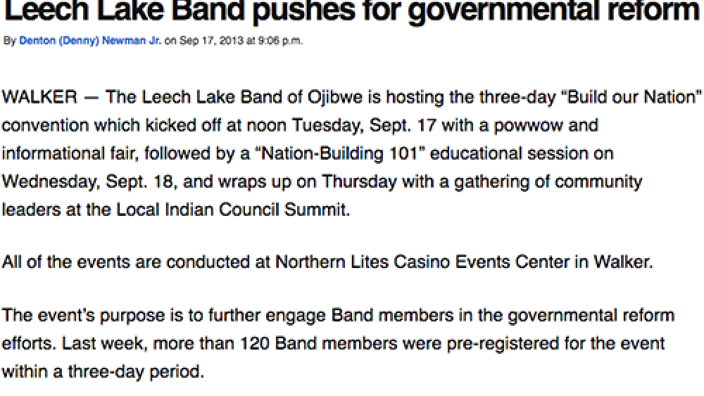 Leech Lake Band pushes for governmental reform