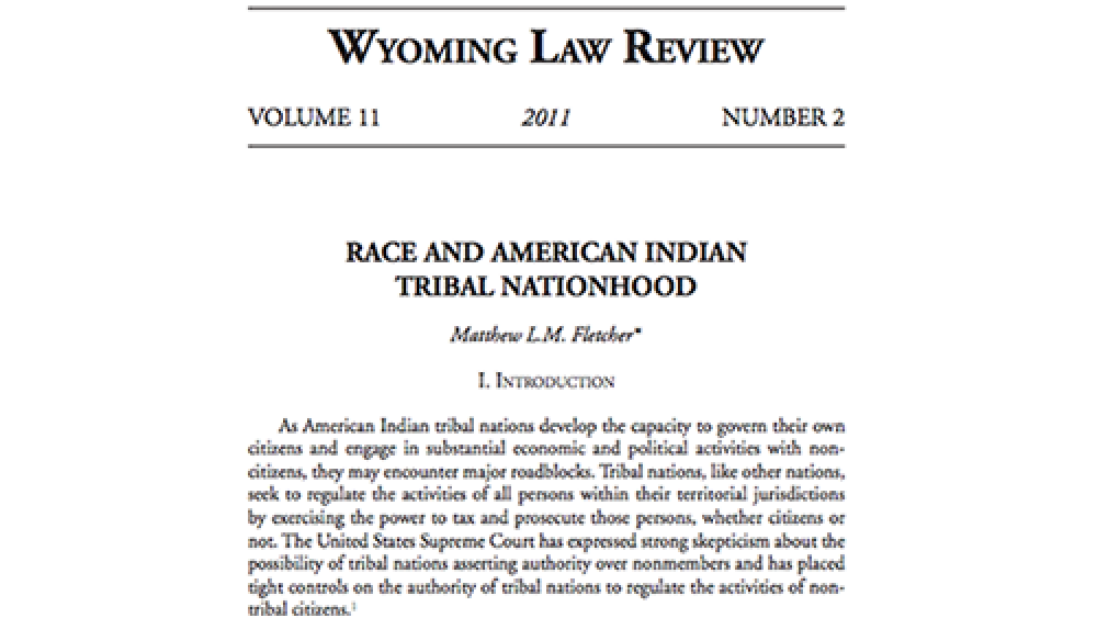 Race and American Indian Tribal Nationhood Race and American Indian Tribal Nationhood