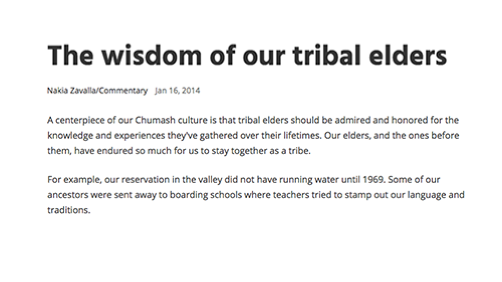 The wisdom of our tribal elders